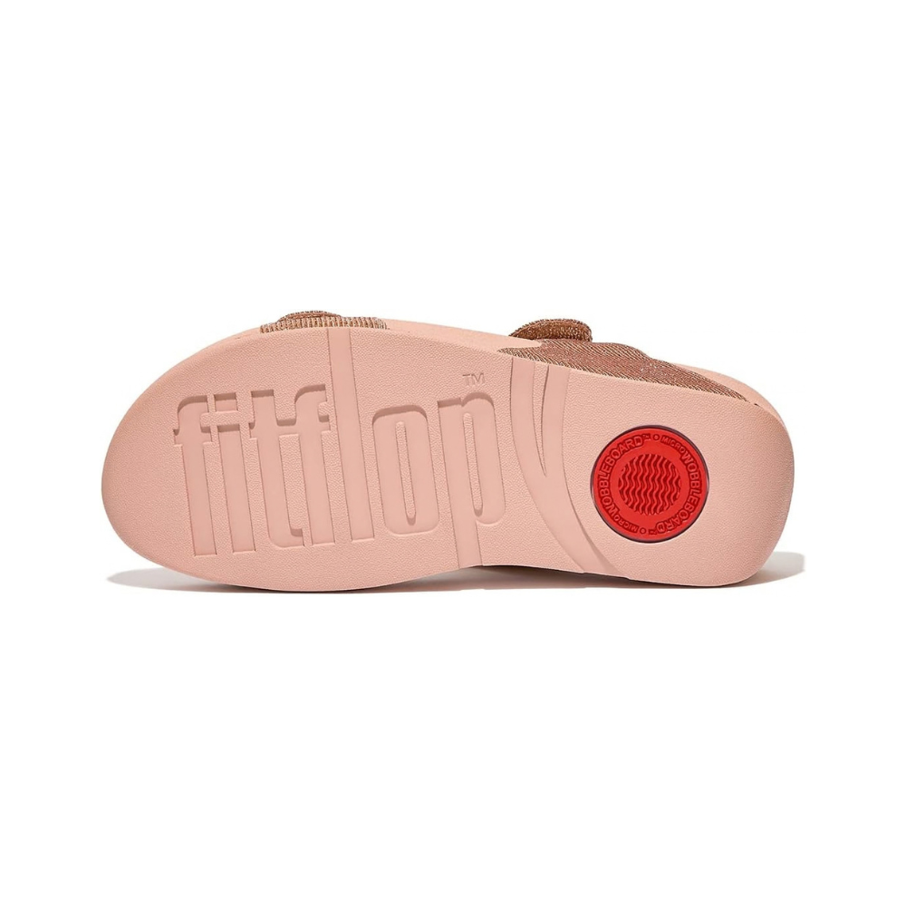FitFlop Lulu Sparkle Wedge Slides - Rose & Gold
