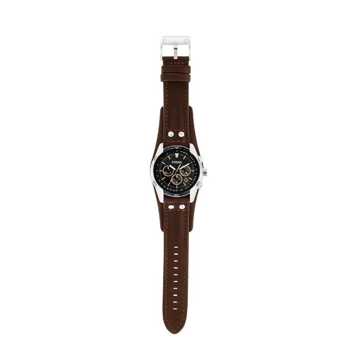 Fossil Men's 44 mm Chronograph Black Dial Brown Leather Watch - Image 3