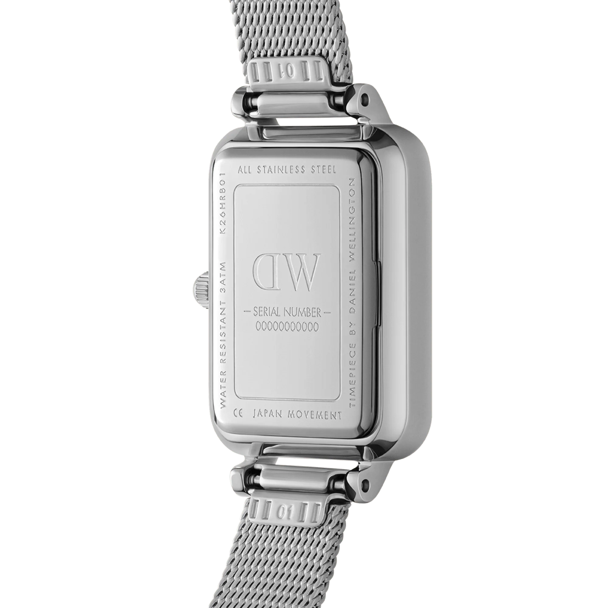 Daniel Wellington Quadro Crystal Watch (Black Mother-of-Pearl Dial / Silver Mesh)