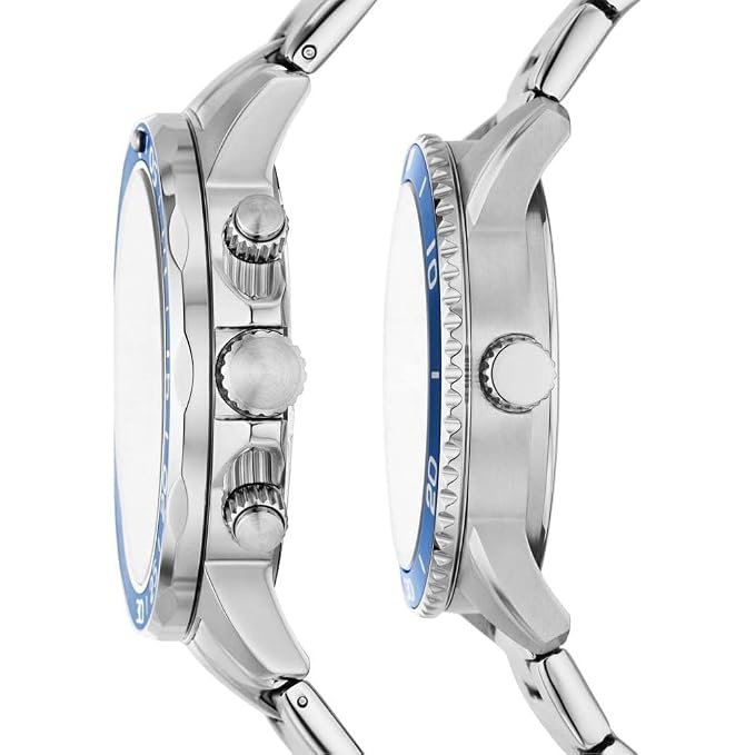 Fossil His and Hers Bannon Multifunction Blue Dial Stainless Steel Watch Box Set - Image 3
