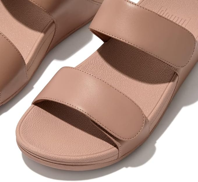 FitFlop Lulu Leather Wedge Slides - Beige - Image 3