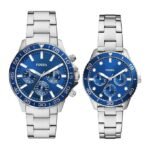 Fossil His and Hers Bannon Multifunction Blue Dial Stainless Steel Watch Box Set