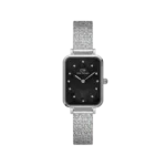 Daniel Wellington Quadro Crystal Watch (Black Mother-of-Pearl Dial / Silver Mesh)