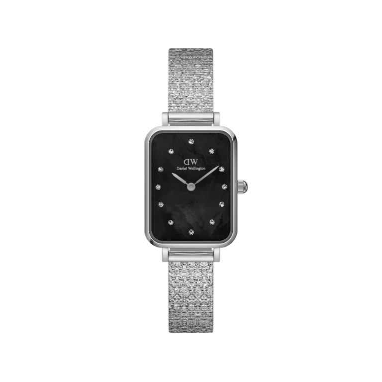 Daniel Wellington Quadro Crystal Watch (Black Mother-of-Pearl Dial / Silver Mesh)
