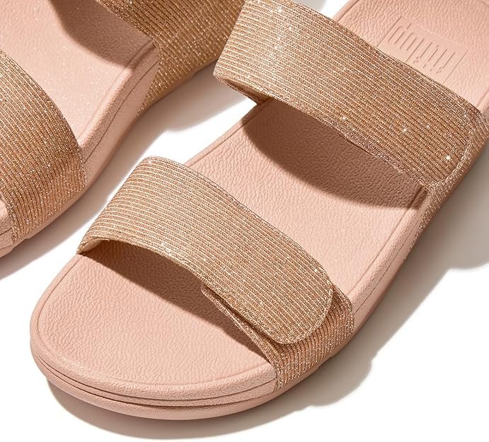 FitFlop Lulu Sparkle Wedge Slides - Rose & Gold - Image 2