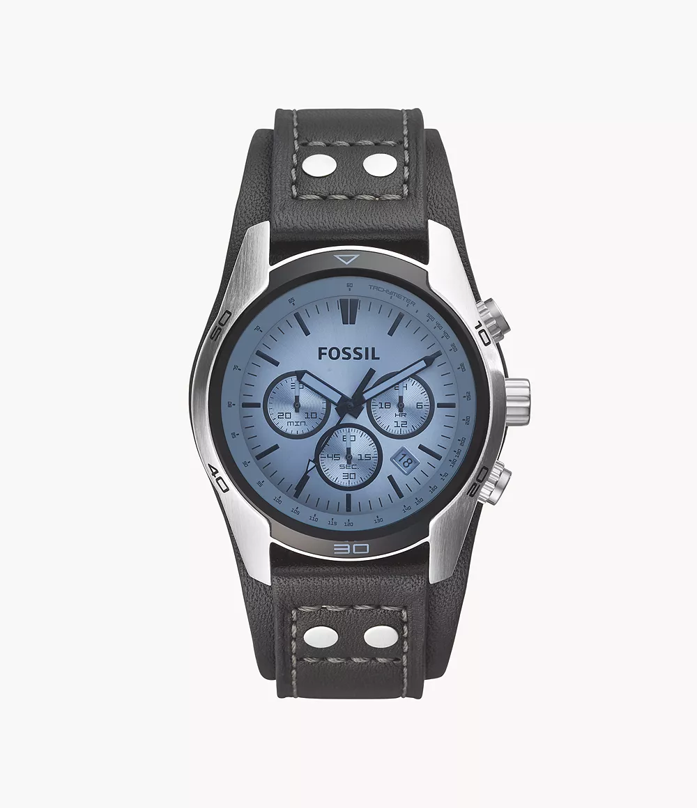 Fossil Coachman 45 mm Chronograph Black Leather Watch
