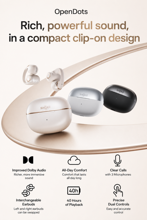 Shokz OpenDots One Open-Ear Clip-On Earbuds - Image 5