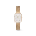 Daniel Wellington Quadro Crystal Watch (White Mother-of-Pearl Dial / Gold Mesh)