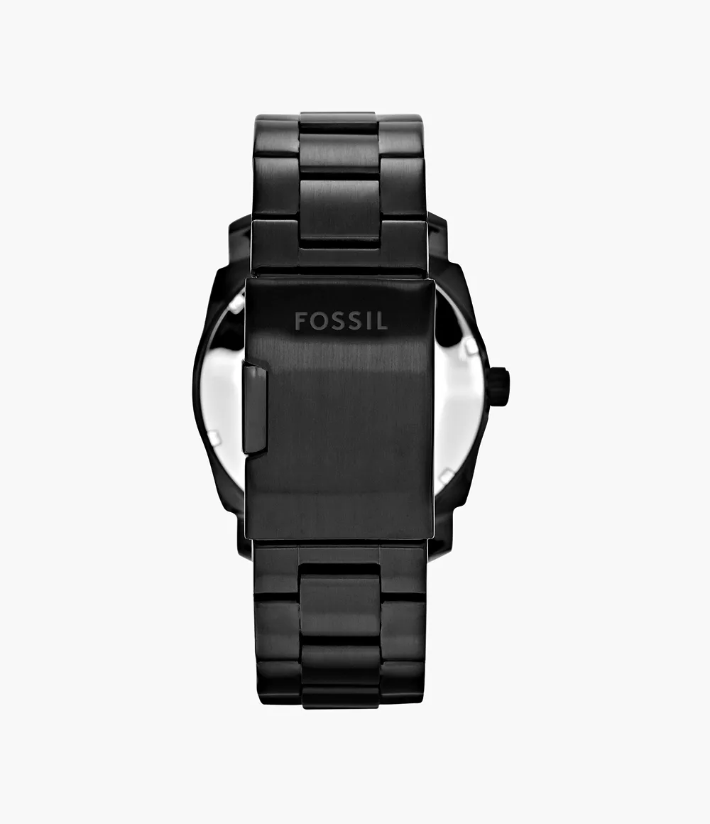 Fossil Machine 42 mm Three-Hand Date All-Black Stainless Steel Watch