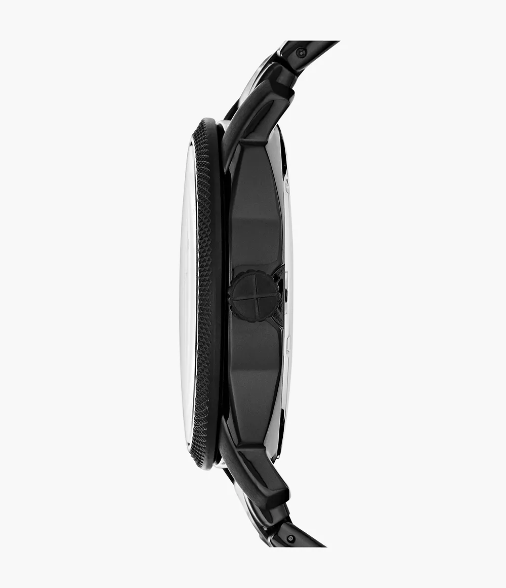 Fossil Machine 42 mm Three-Hand Date All-Black Stainless Steel Watch - Image 3