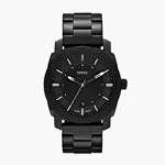 Fossil Machine 42 mm Three-Hand Date All-Black Stainless Steel Watch