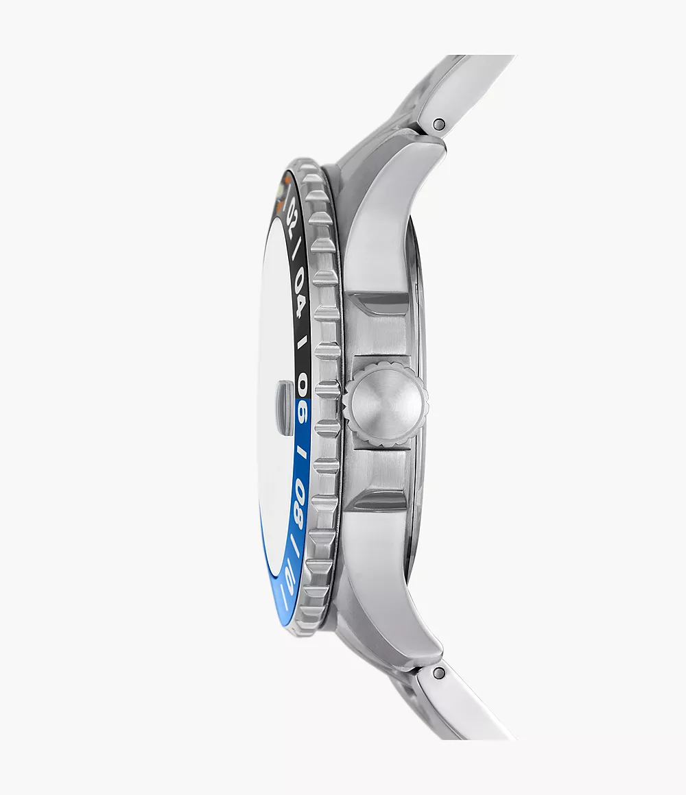 Fossil Blue GMT 46 mm Stainless Steel Multi-Timezone Watch - Image 3