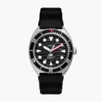 Fossil Breaker 42 mm Three-Hand Date Black Silicone Dive Watch