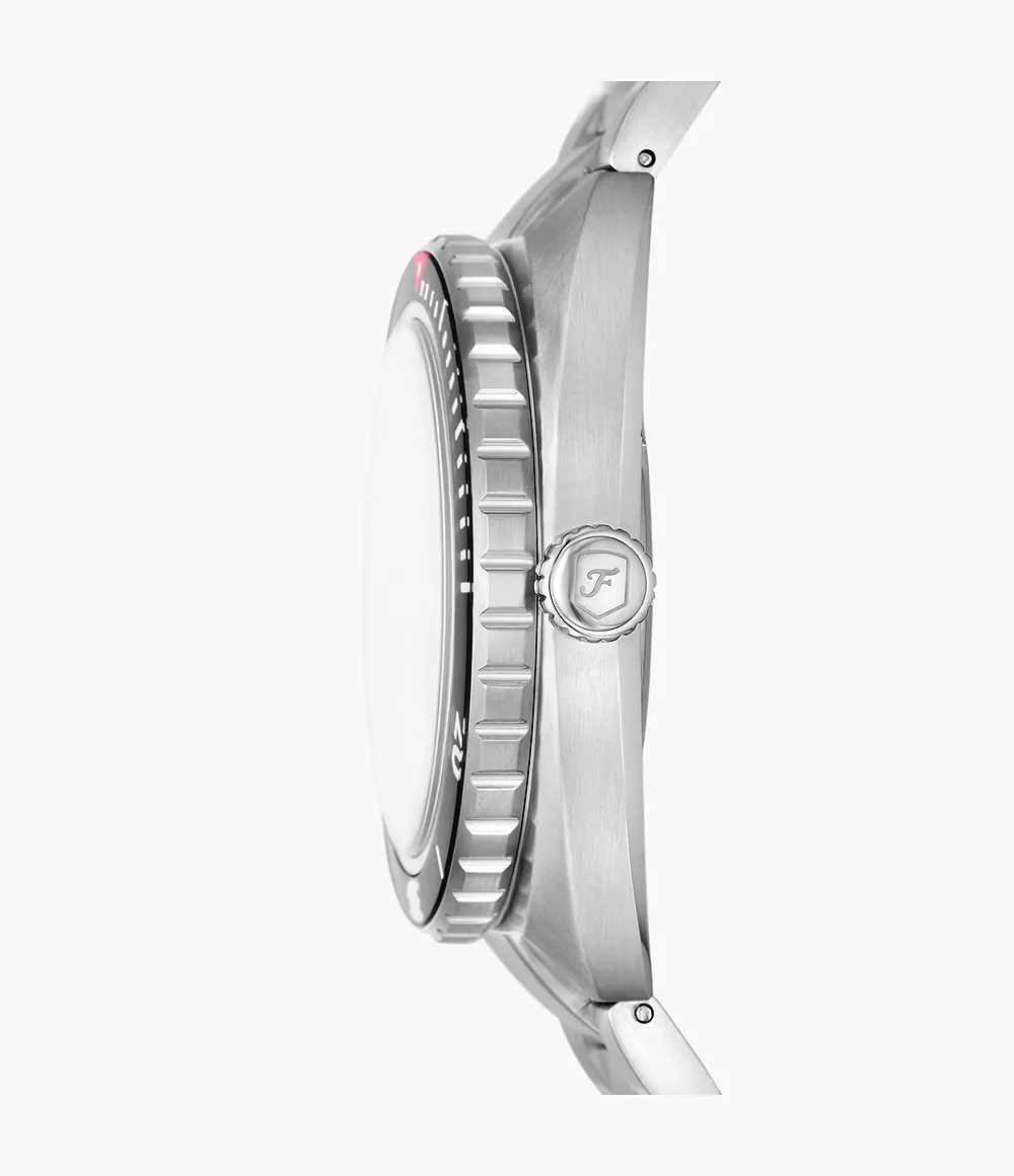 Fossil Breaker 42 mm Three-Hand Date Silver Stainless Steel Men's Watch - Image 2