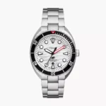 Fossil Breaker 42 mm Three-Hand Date Silver Stainless Steel Men's Watch