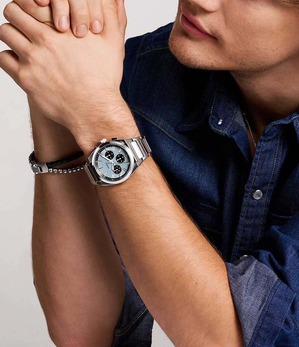 Fossil Everett 44 mm Chronograph Blue Dial Stainless Steel Men's Watch - Image 2