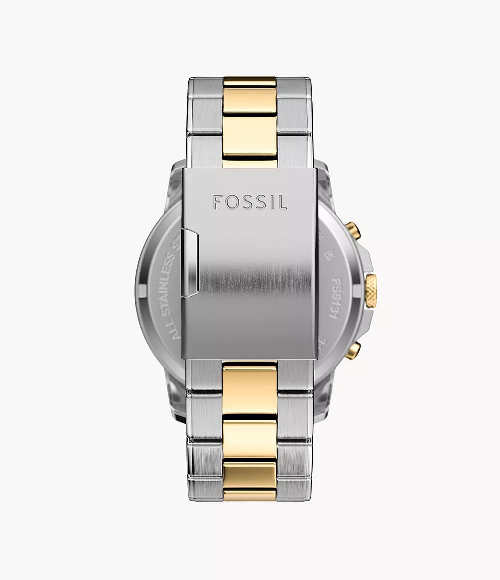 Fossil Grant 44 mm Chronograph Two-Tone Green Dial Stainless Steel Watch - Image 4