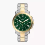 Fossil Grant 44 mm Chronograph Two-Tone Green Dial Stainless Steel Watch