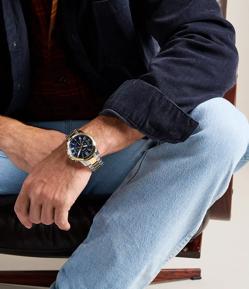 Fossil Grant 44 mm Chronograph Two-Tone Stainless Steel Watch - Image 2