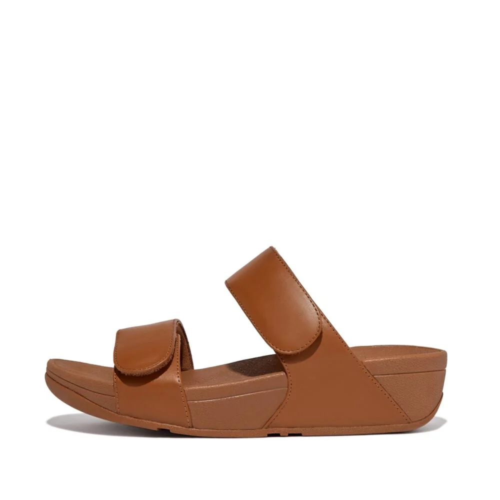 FitFlop Lulu Leather Wedge Slides - Brown - Image 4