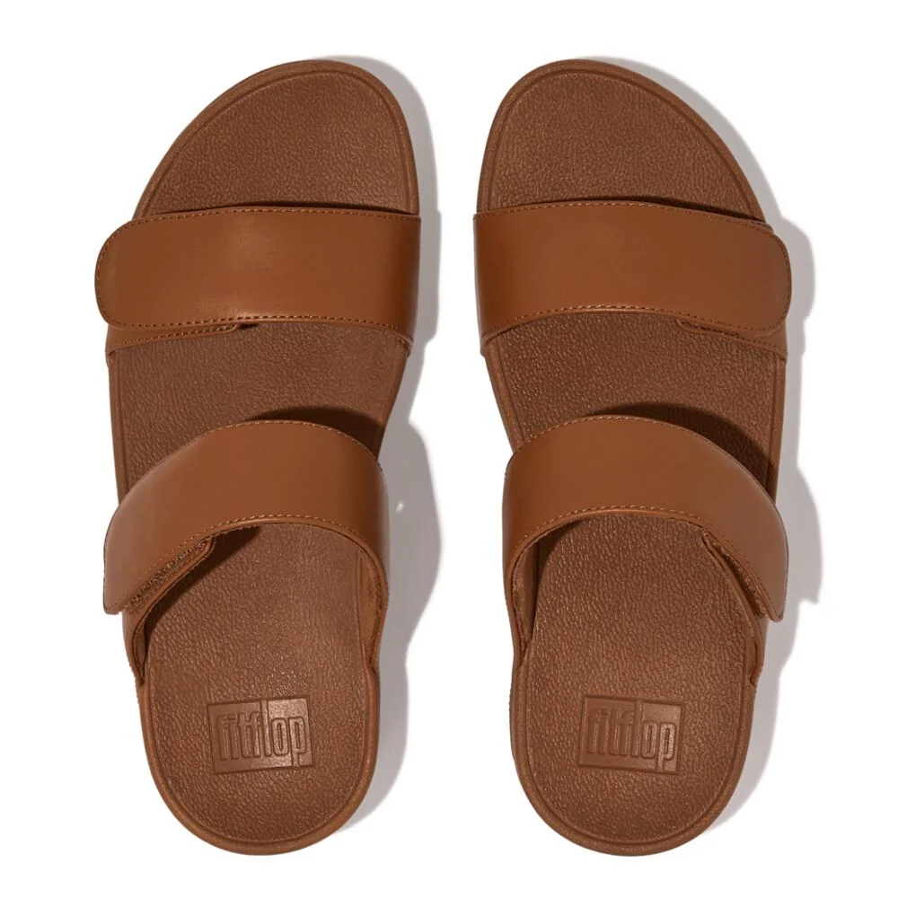 FitFlop Lulu Leather Wedge Slides - Brown - Image 3