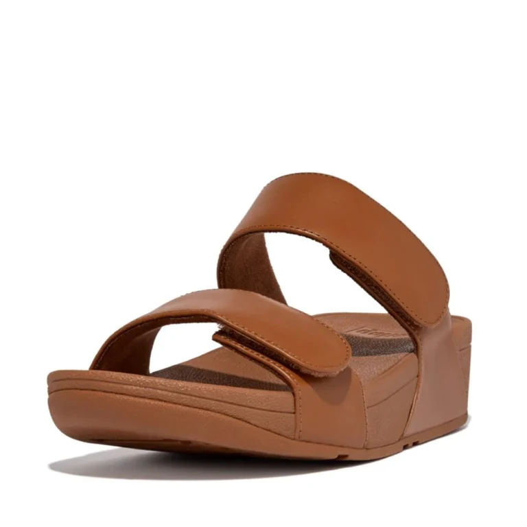 FitFlop Lulu Leather Wedge Slides - Brown