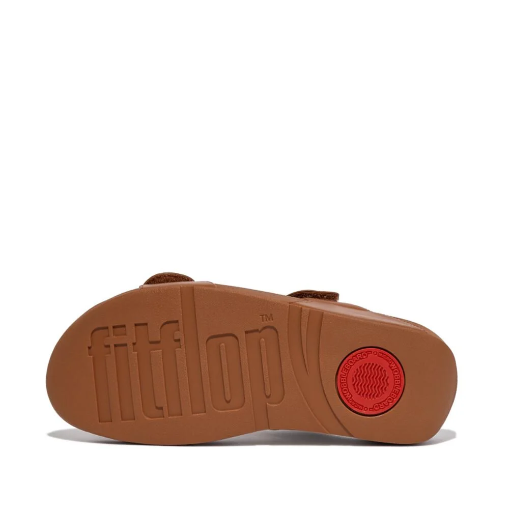 FitFlop Lulu Leather Wedge Slides - Brown