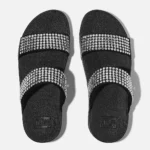 FitFlop Microwobbleboard Embellished Wedge Slides - Black & Silver