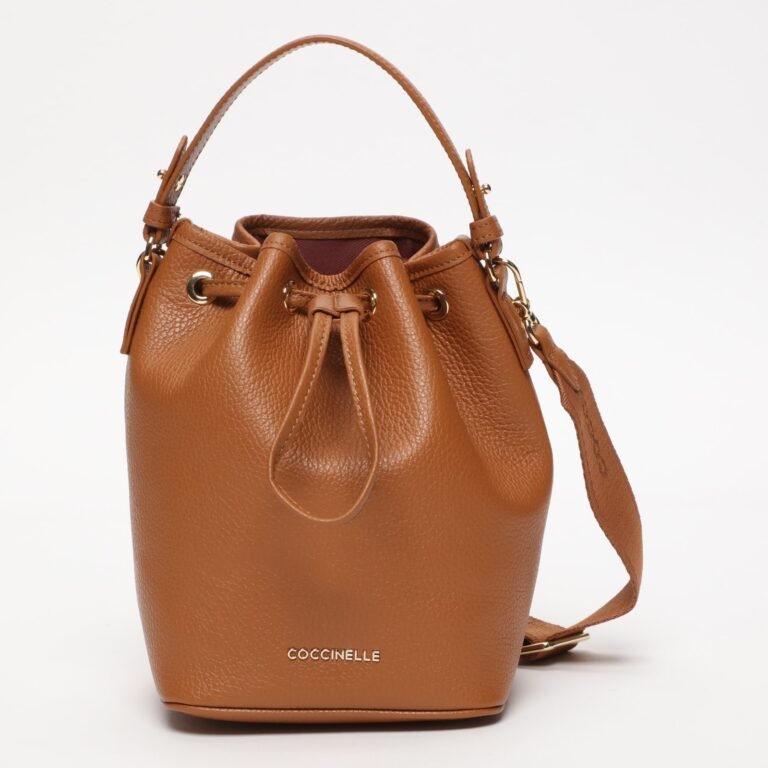 COCCINELLE Marina Pink Leather Bucket Bag | Italian Drawstring Bag