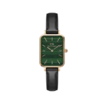 Daniel Wellington Quadro Watch (Emerald Green Dial / Rose Gold & Black Leather)