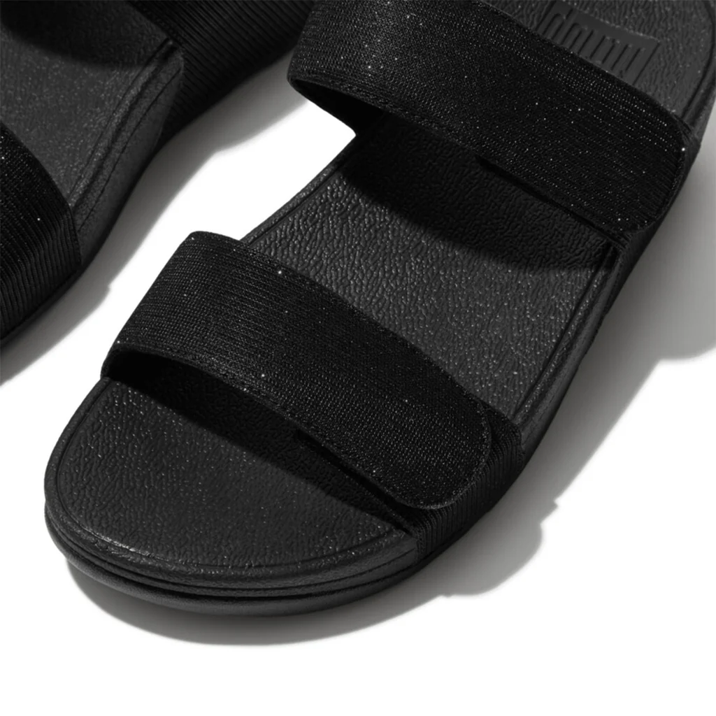 FitFlop Microwobbleboard Wedge Slides - Black - Image 2