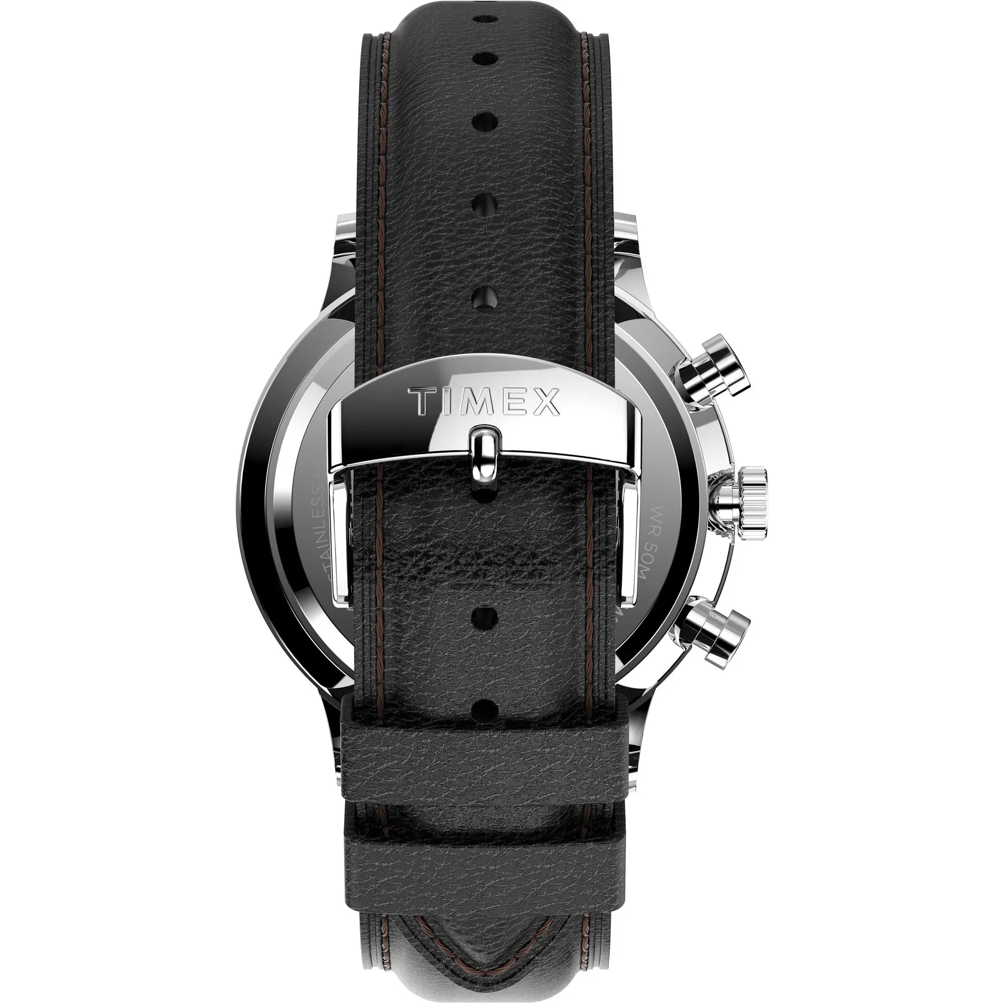 Timex Waterbury Classic Chronograph Men's Watch TW2U88100 – White Dial & Black Leather Strap - Image 2