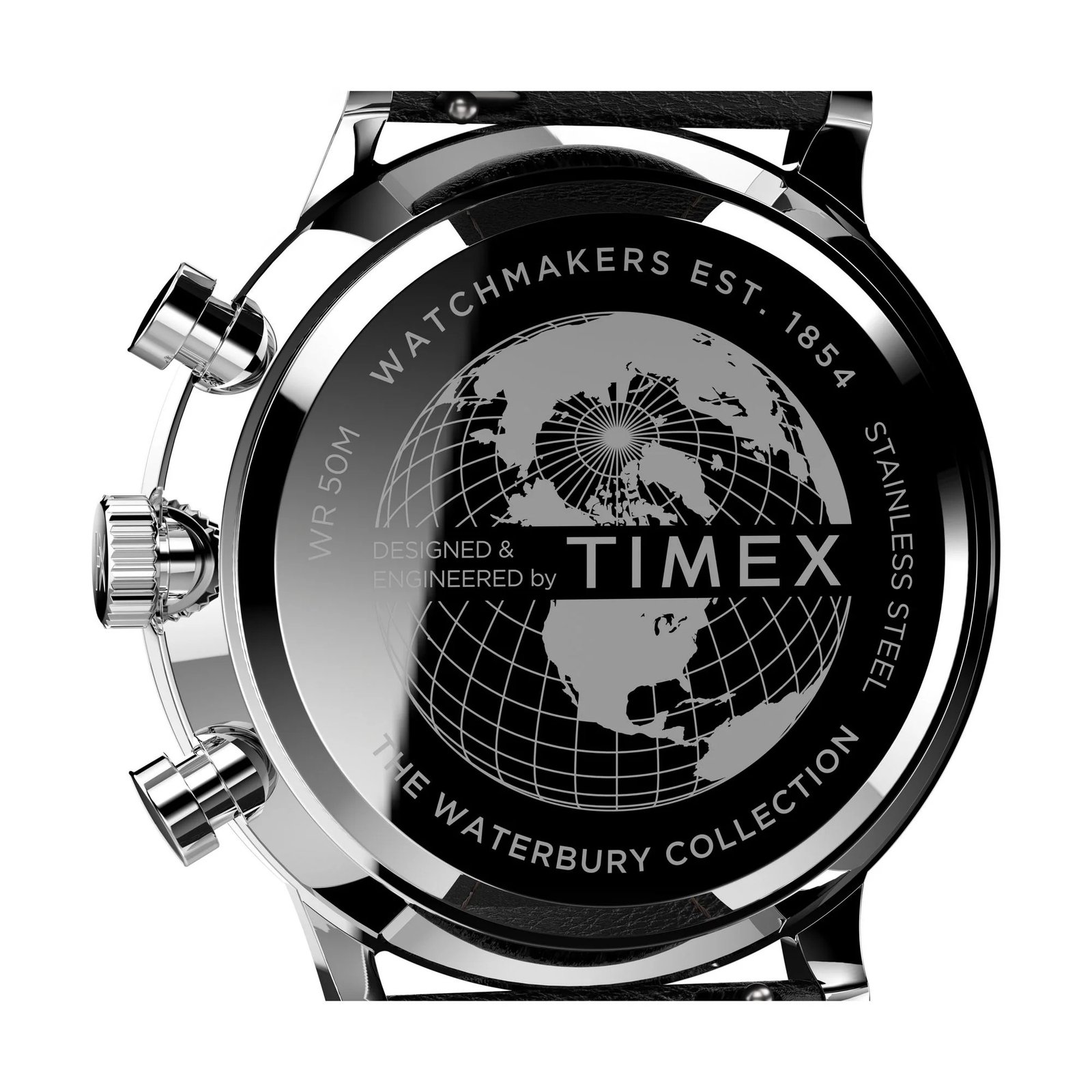 Timex Waterbury Classic Chronograph Men's Watch TW2U88100 – White Dial & Black Leather Strap - Image 3