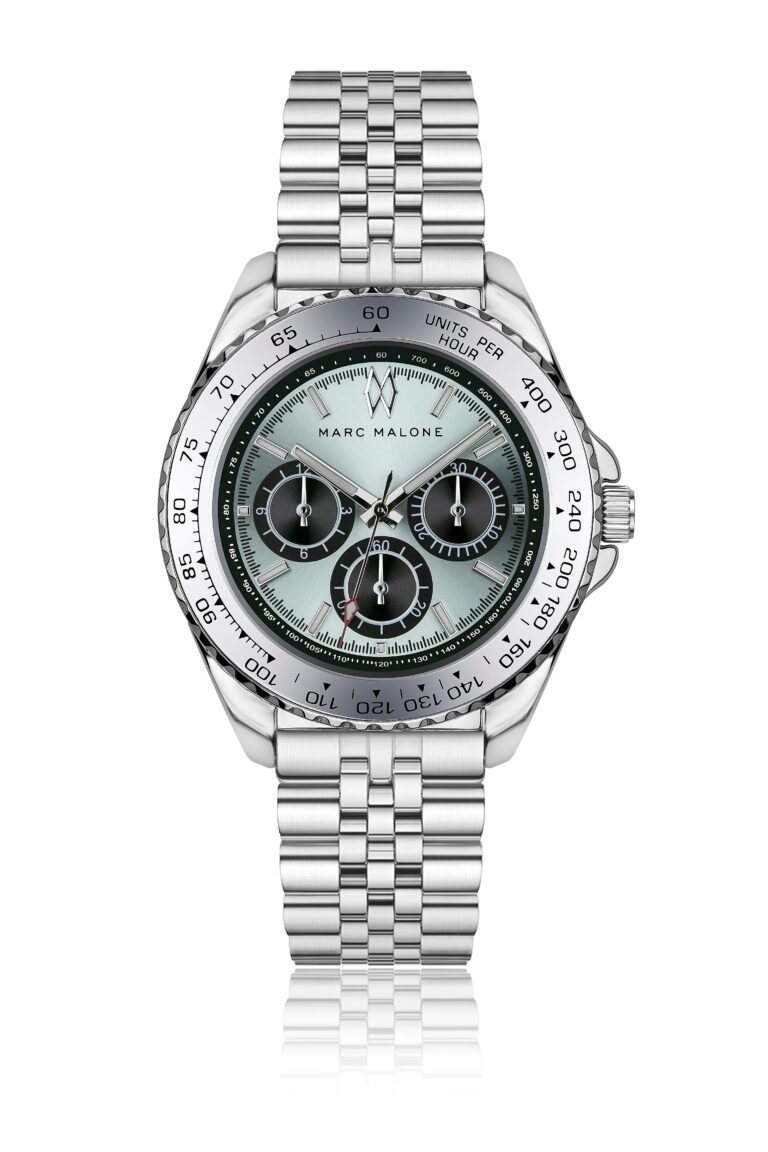 Marc Malone Men's Silver Dial Black Leather Watch (CFB-6020SQ)