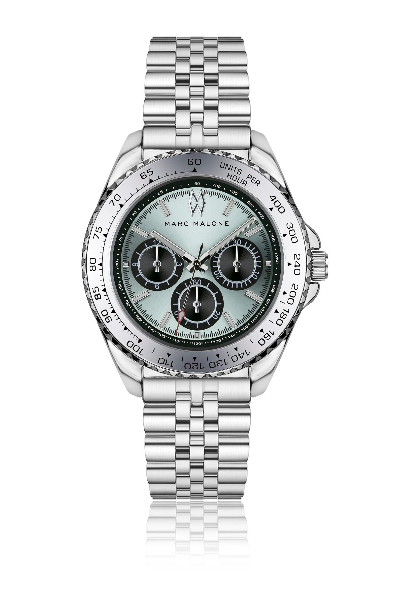 Marc Malone Men's Silver Dial Black Leather Watch (CFB-6020SQ)