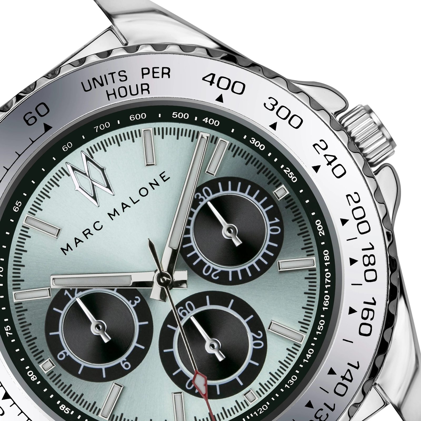 Marc Malone Men's Silver Dial Black Leather Watch (CFB-6020SQ)