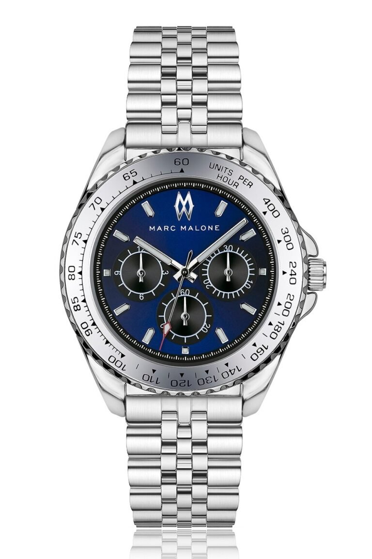 Marc Malone Men's Silver Stainless Steel Chronograph Watch (CET-6020SQ)