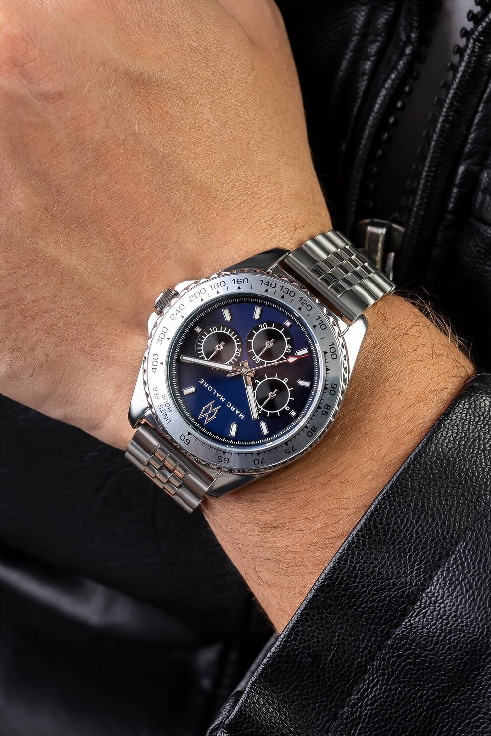 Marc Malone Men's Silver Stainless Steel Chronograph Watch (CET-6020SQ)