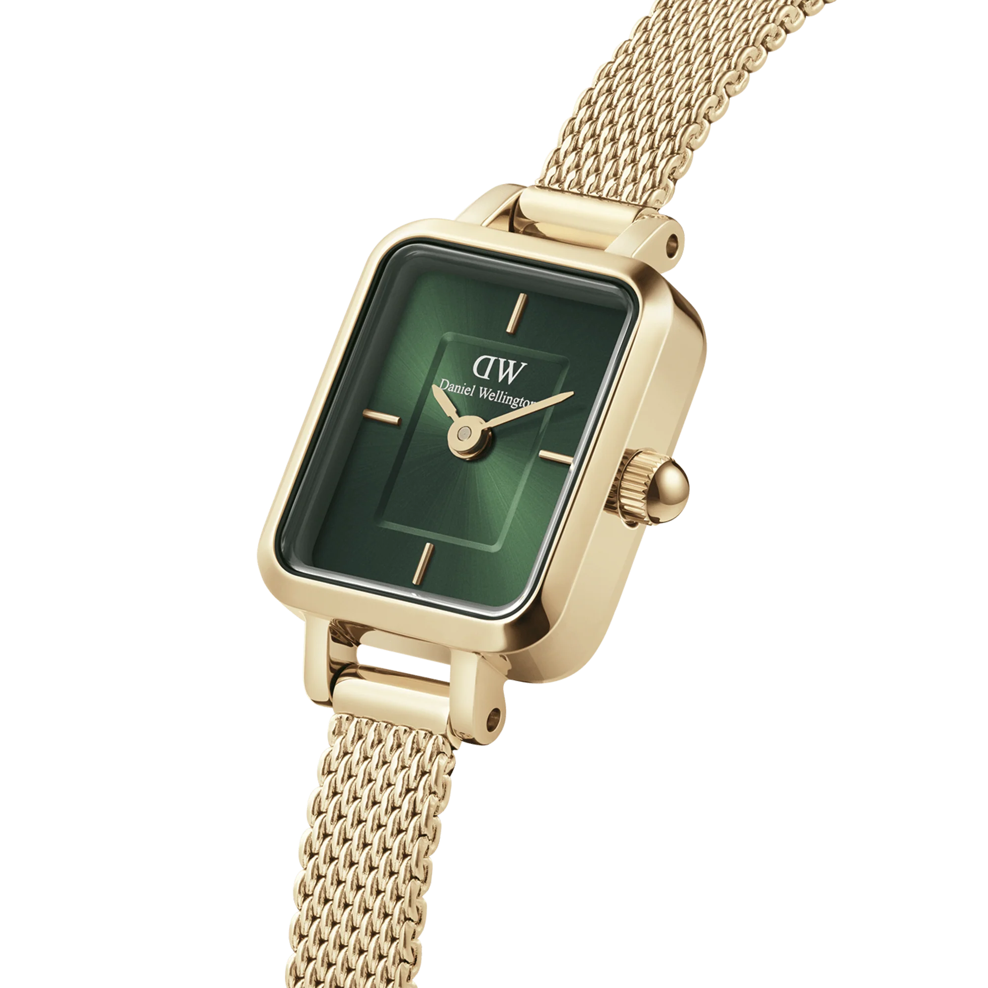 Daniel Wellington Quadro Mini Watch (Emerald Green Dial / Gold Mesh) - Image 3