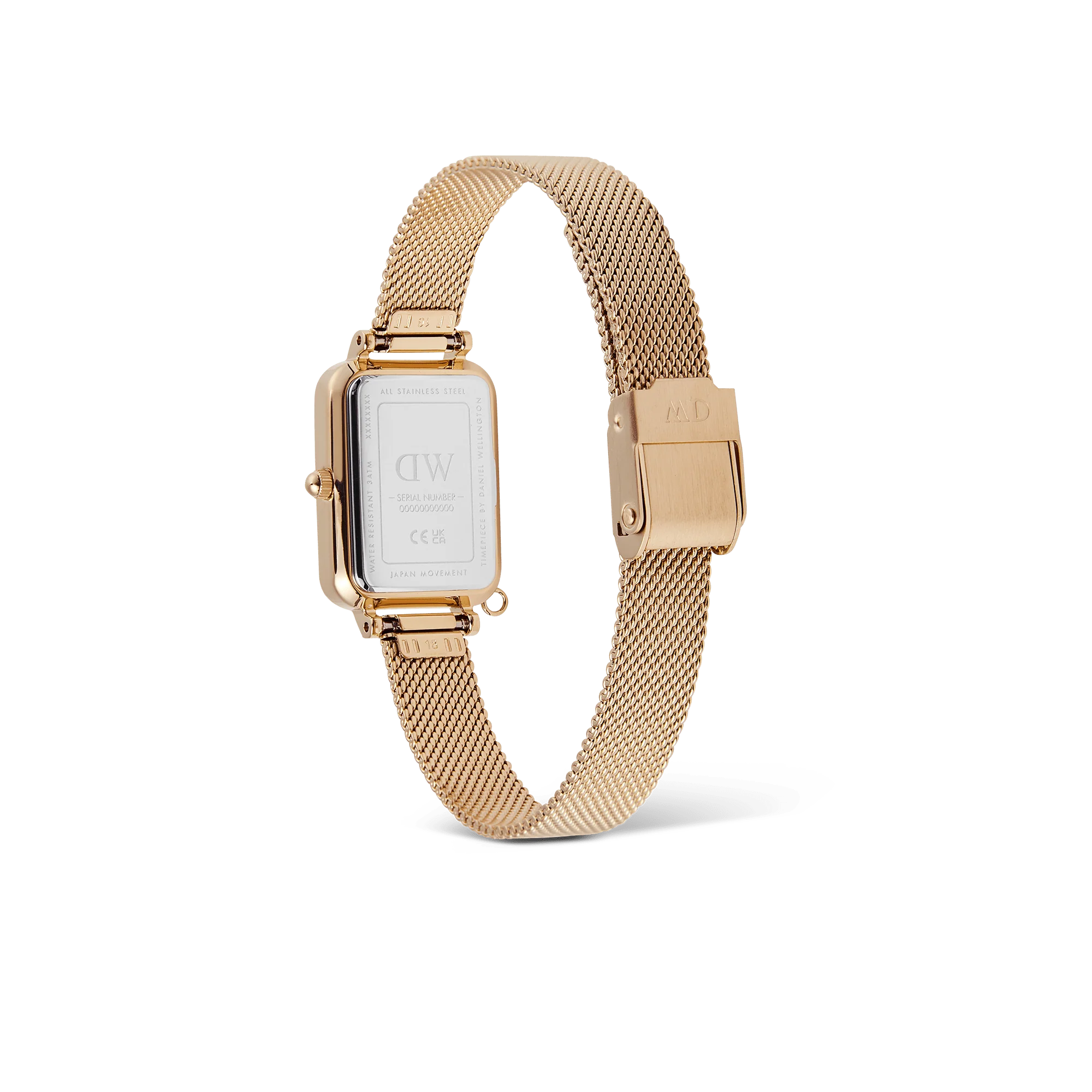 Daniel Wellington Quadro Crystal Watch (White Mother-of-Pearl Dial / Gold Mesh)