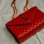 Red quilted leather shoulder bag