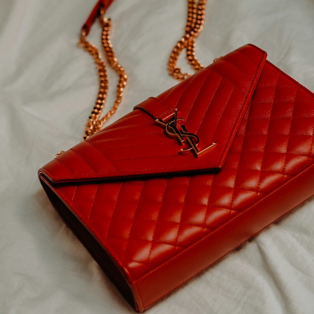 Red quilted leather shoulder bag