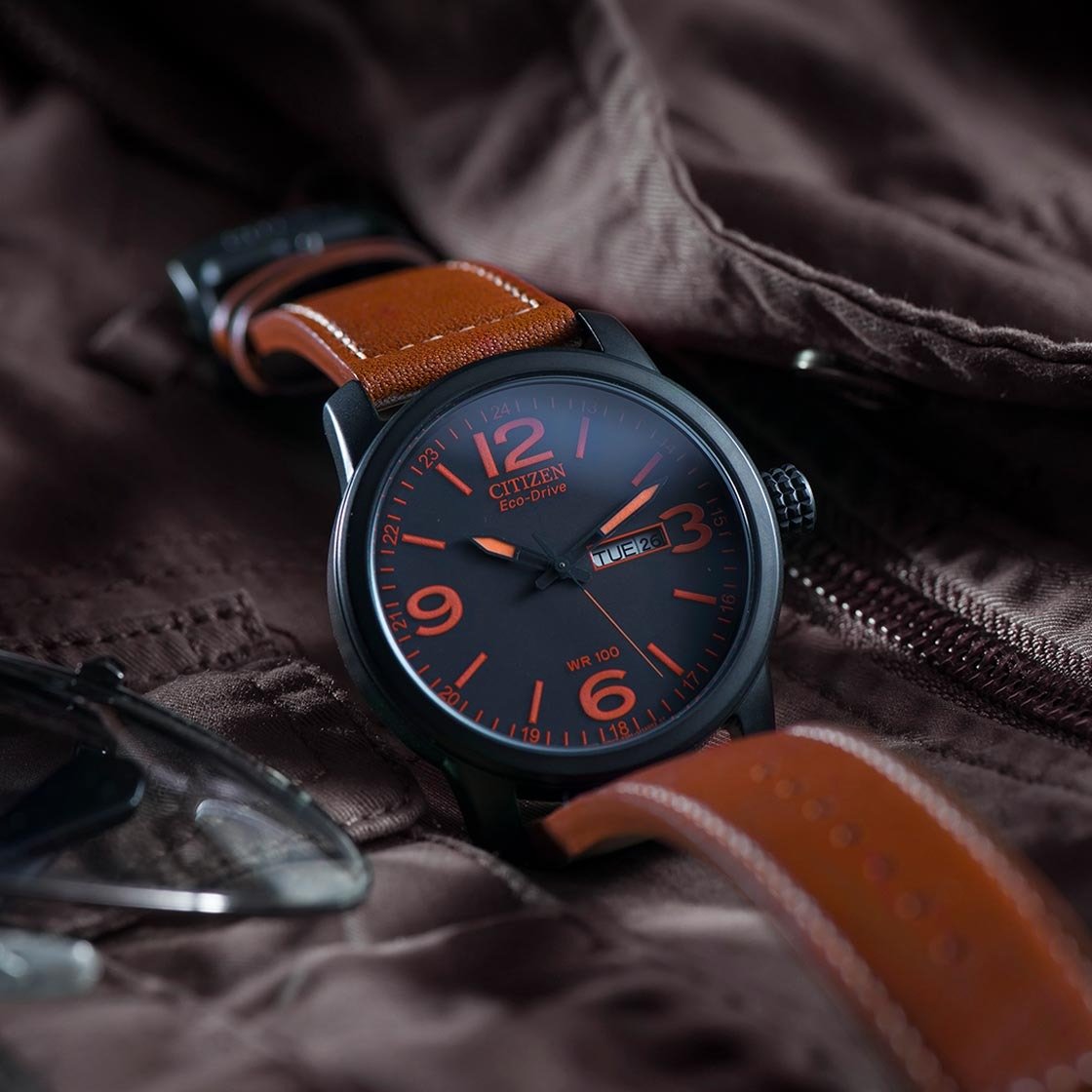 Citizen Eco-Drive Black Dial Brown Leather Watch | BM8475-26E - Image 2